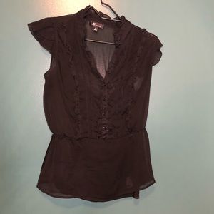 AB Studio sheer sleeveless blouse